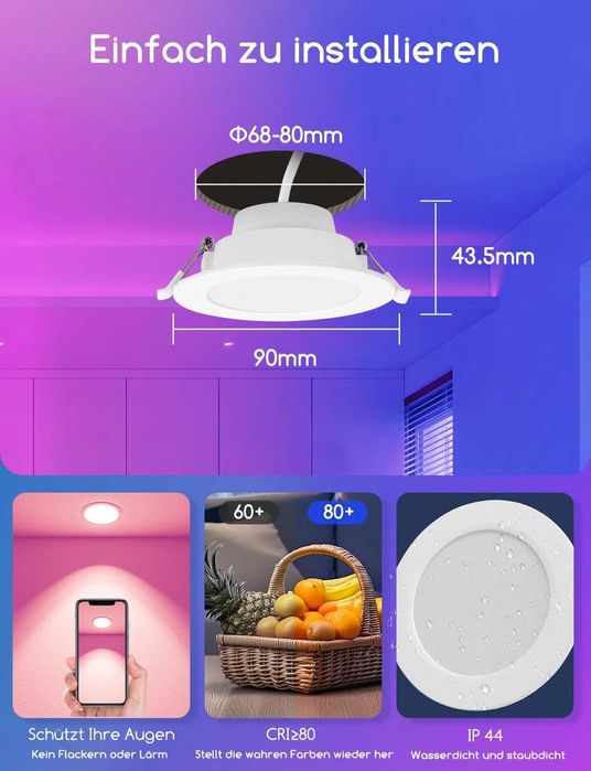 LED Regulável Aigostar 3W Luz Inteligente Compatível com Alexa – 8 Uni