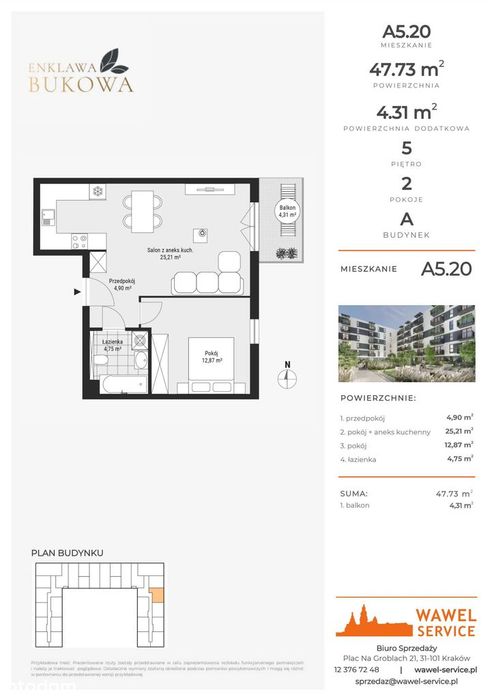 2-pokojowe mieszkanie 47m2 + balkon