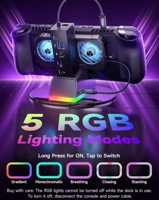 Estação de acoplamento JSAUX RGB para ROG Ally X/ROG Ally/Steam Deck/Legion Go, Dock 7 em 1 para ROG Ally com HDMI 4K 120Hz, Gigabit Ethernet