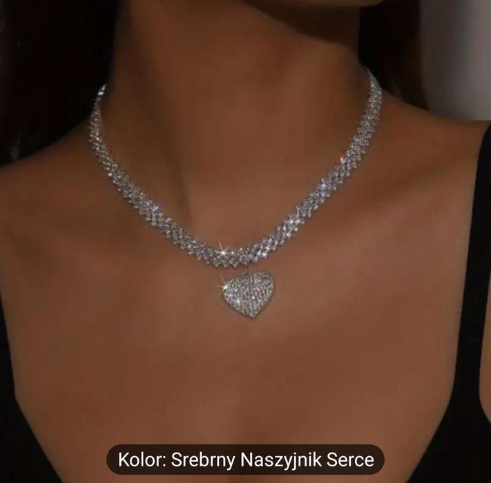 Naszyjnik +bransoletka srebrna cyrkonie