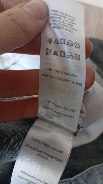 Szare proste lniane spodnie, Rozmiar L