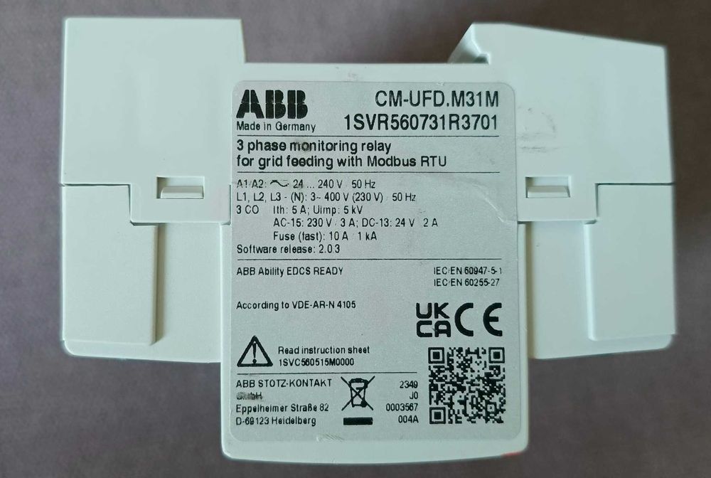 Przekaźnik nadzoru sieci ABB CM-UFD.M31M Modbus RTU – Stan JAK NOWY!