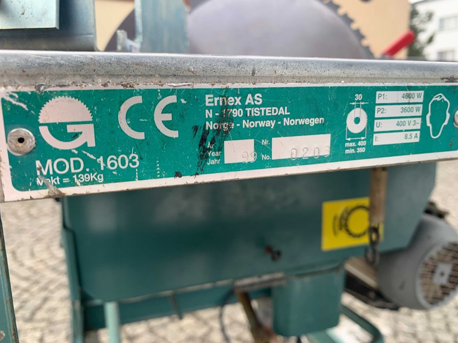 Piła Stołowa do drewna Ciesielska Cyrkularka Stoły rolkowe Ernex 1603