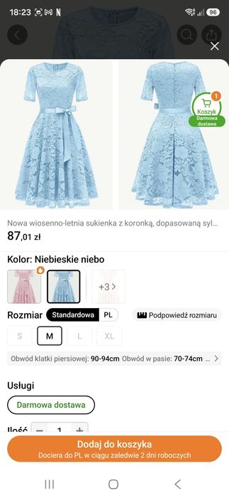 Sukienka koronkowa r M