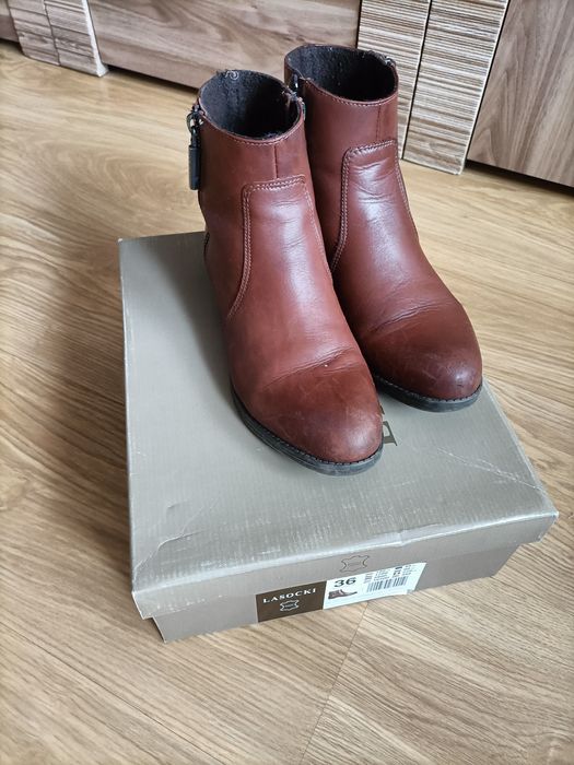 Brązowe botki skórzane Lasocki 36