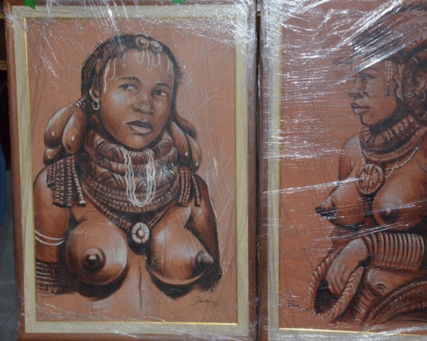 Tela a Óleo – Mulheres Mumuílas (Sul de Angola) – 0,59 x 0,83 m