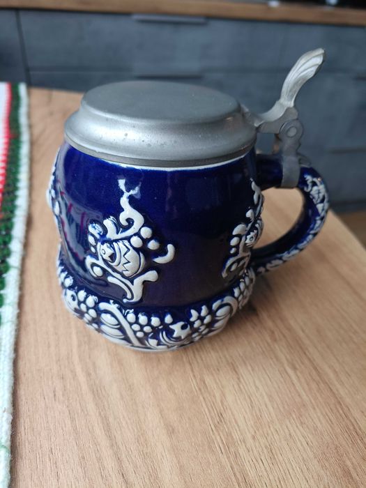 kufel Marzi & Remy 0,5L ceramika i cyna sygnowany, Niemcy