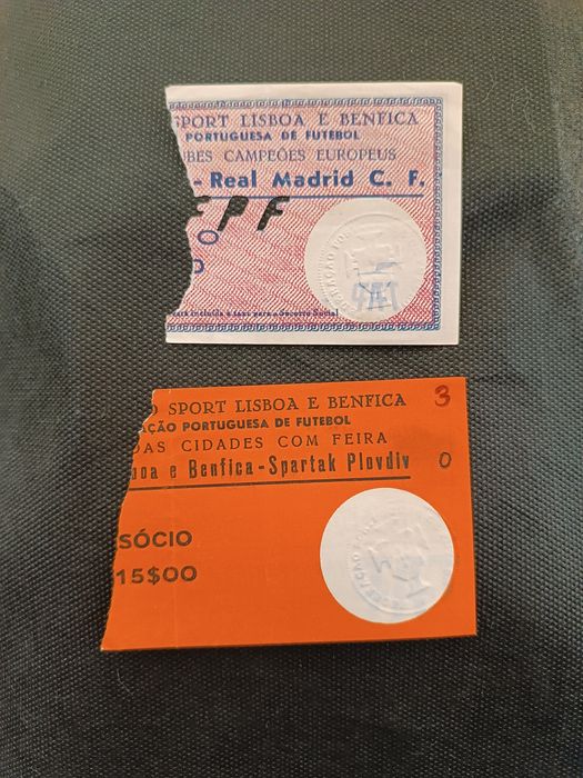 Bilhetes futebol Benfica anos 60 T Campeões