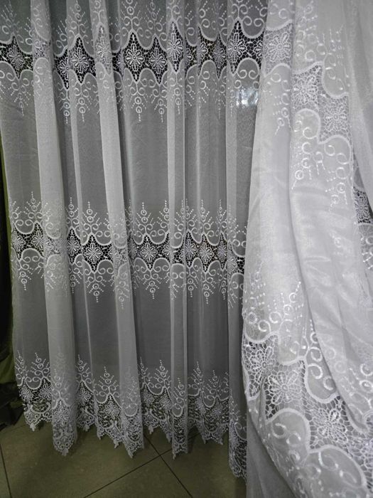 firanki z metra MARKIZETA biała+3 rz.GIPIURY,wys 280 cm PROMOCJA,OKAZJ