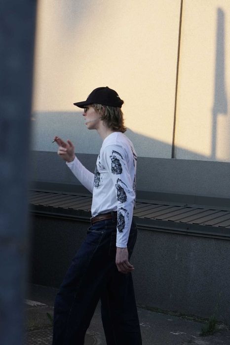 Новый Лонгслив Подмост Скейтбординг Малыш Антон Дисторшн Белый