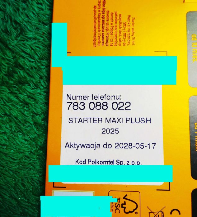 783 _ 088 _ 022 Złoty prosty numer nowy starter Plush na kartę