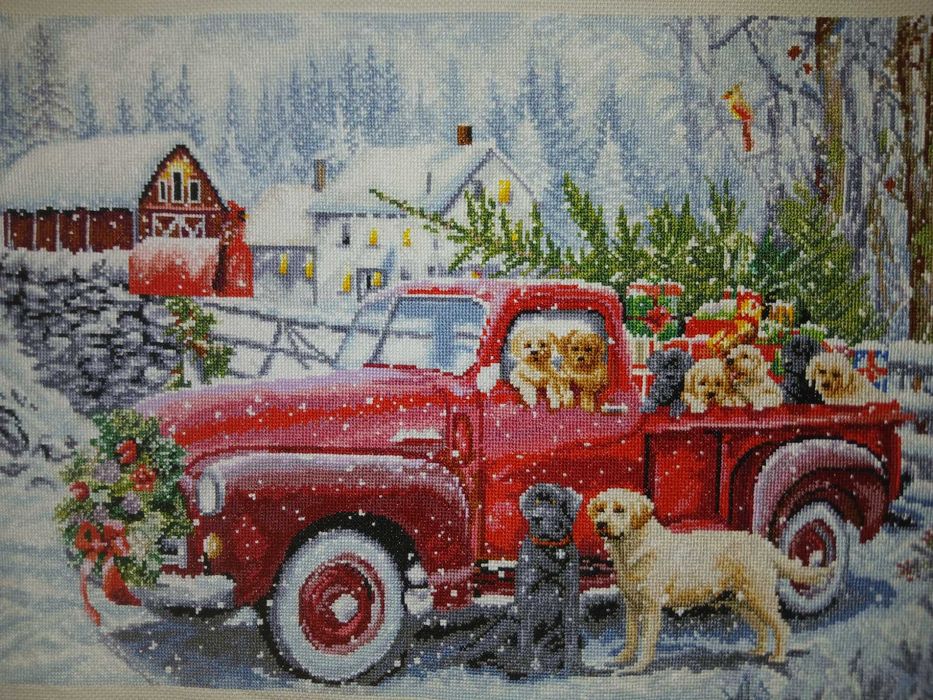 Вишита картина хрестиком "Різдвяна доставка"