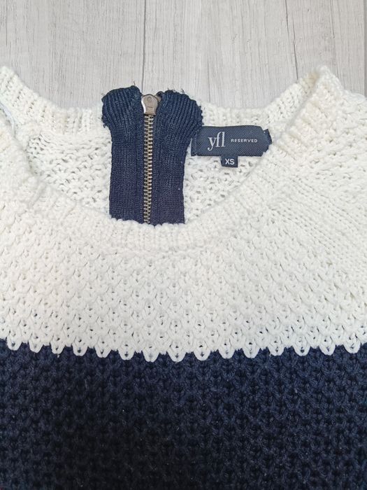 Biało-czarny sweter damski w paski, Reserved, rozmiar XS / 34