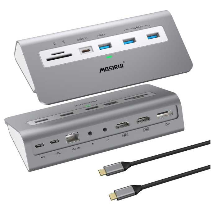 Mosirui Stacja dokująca HUB 13w1 USB C Dual Monitor MacOS