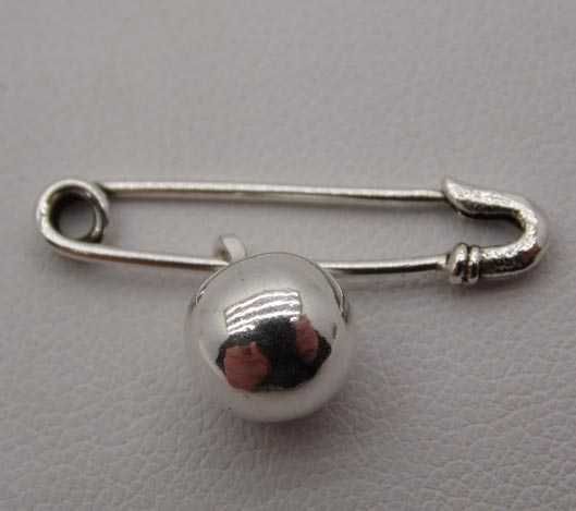 Srebrna broszka agrafka z kulką CZECHY