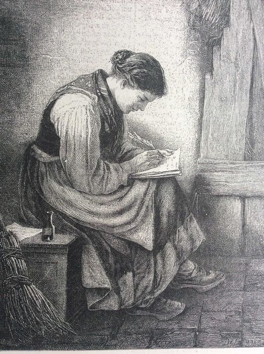 A carta. Gravura do século XIX