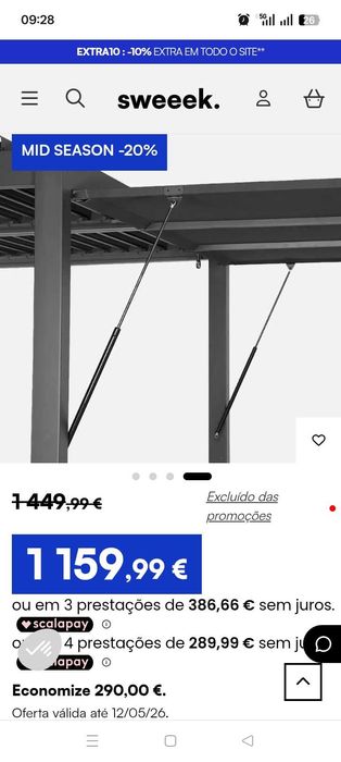 Pergola bioclimática Nova nas embalagens