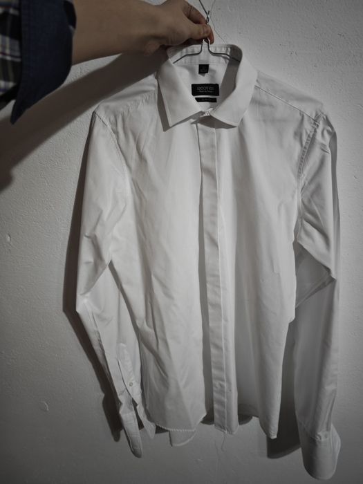 Biała koszula Recman na spinki męska