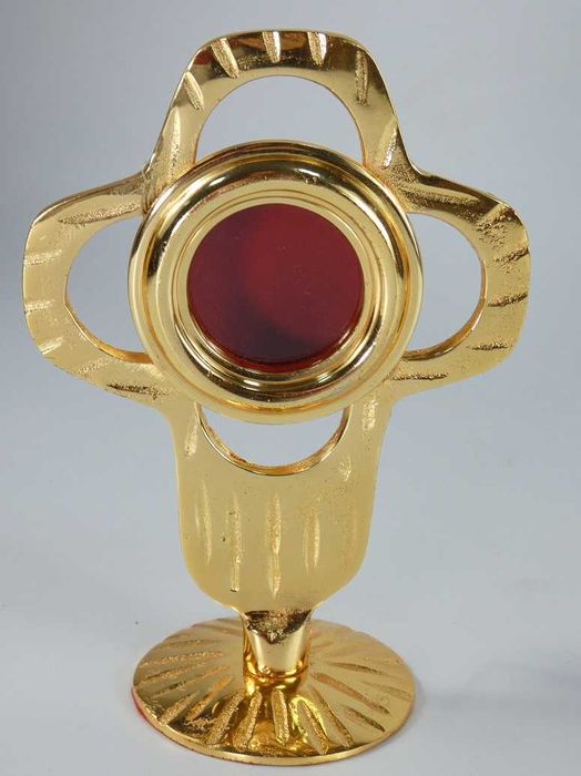 RELIKWIARZ mosiądz 15,5 cm krzyż