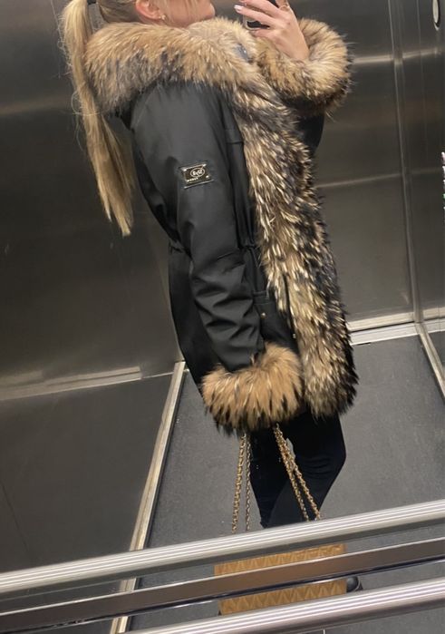 Parka z prawdziwym jenotem