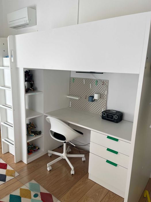 Cama alta IKEA SMÅSTAD 90x200 cm branca. Ótimo estado! Apenas 1 ano de uso!