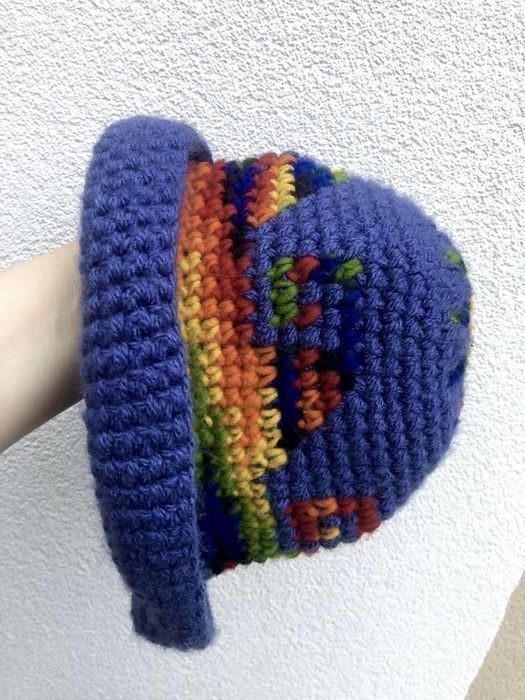 Шерстяная винтажная вязанная шапка панама ручной работы stussy