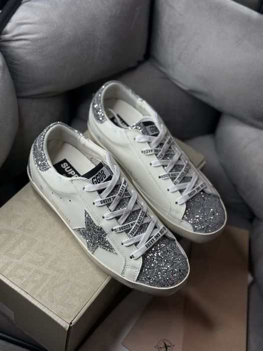 Кеди голден гуз golden goose жіночі кросівки кеди білі срібні