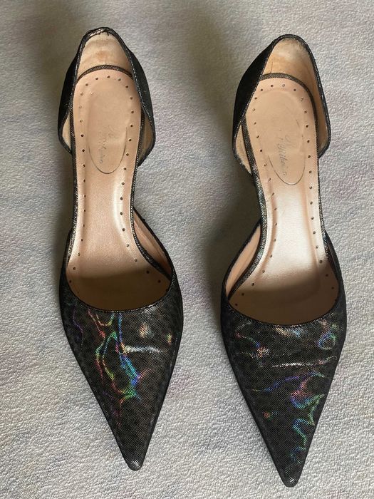 Sapatos de cerimónia pele, prateado/azul nacarado com reflexos