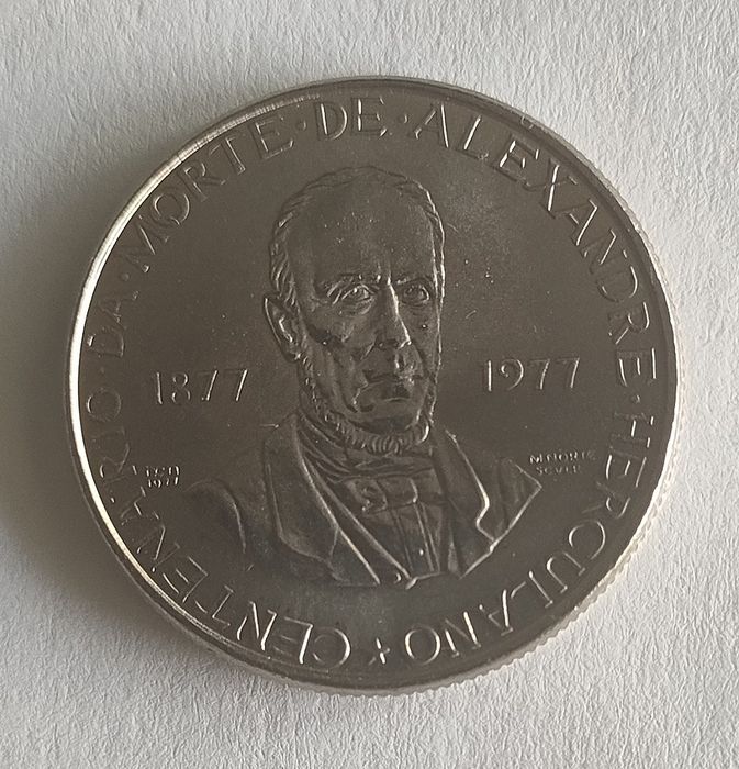 Moeda 25 Escudos - Centenário Falecimento de Alexandre Herculano 1977