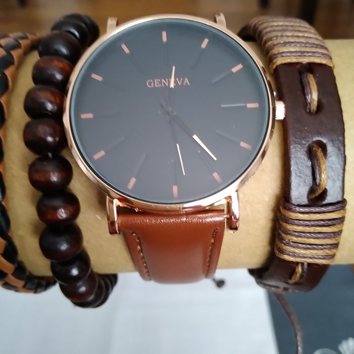 Męski komplet zegarek i bransoletki nowy