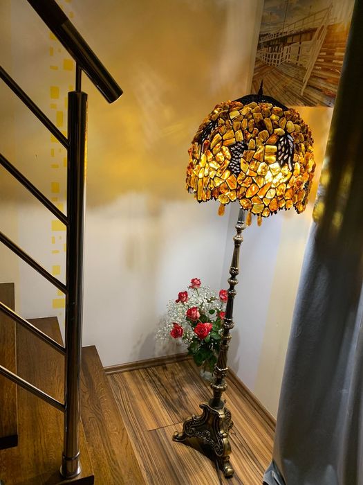 Lampa Podłogowa | VINTAGE | BURSZTYN | LUKSUS | PRESTIŻ | Rękodzieło