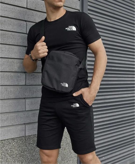 Чоловічий літній костюм The North Face: футболка + шорти + барсетка