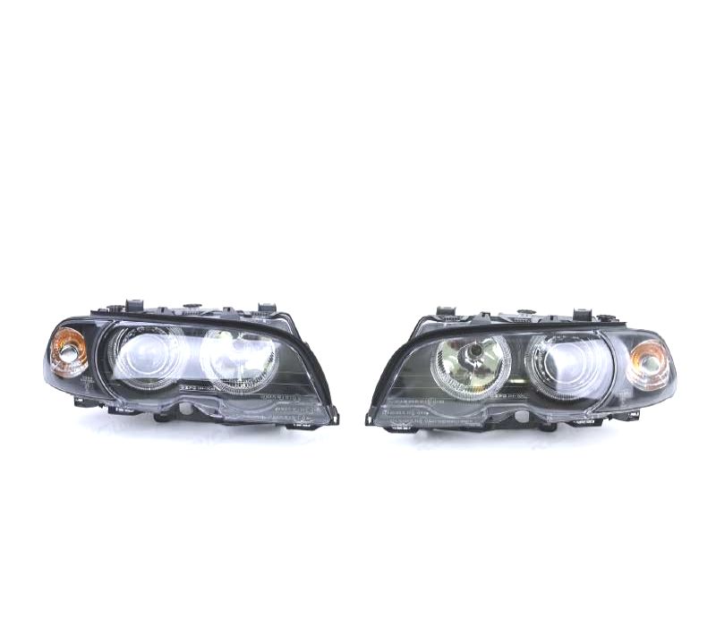 FARÓIS BMW E46 COUPE CABRIO 99-03 ANGEL EYES FUNDO PRETO