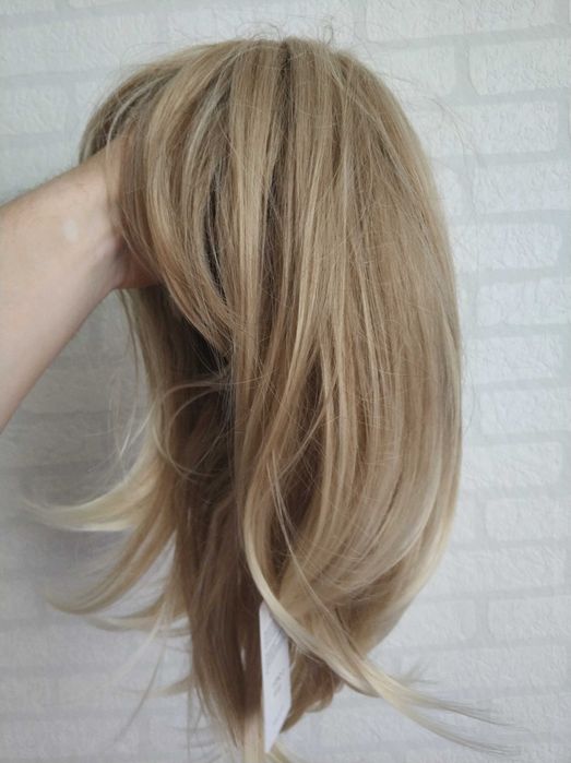 Peruka Jasny Blond włosy krótkie damskie 1 1 Nowe włosy z grzywką