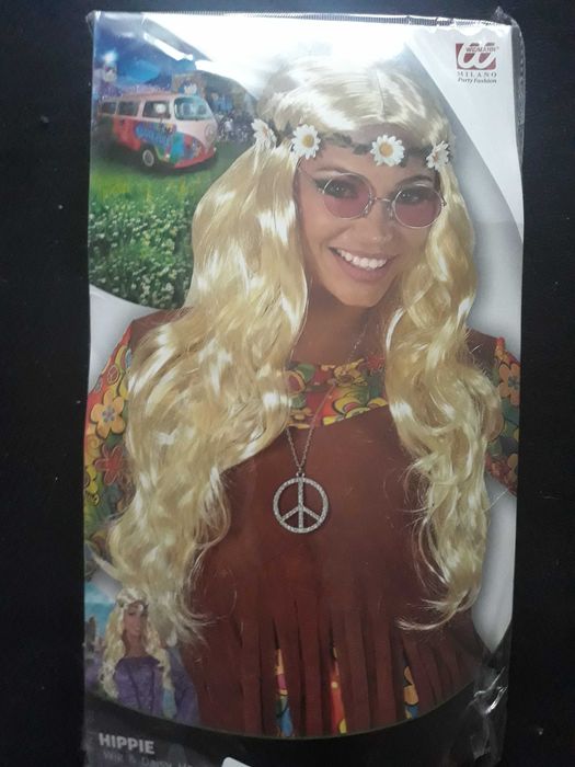 Peruka blond z opaską dzieci kwiaty