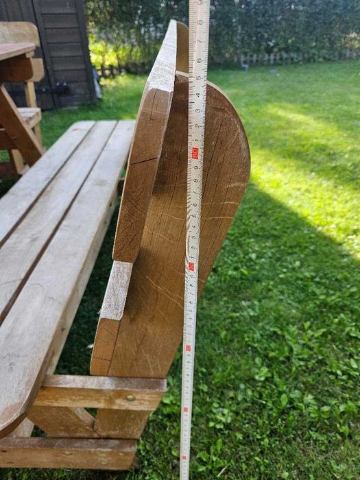 sprzedam Zestaw mebli ogrodowych - drewno - olcha, stół, ławki, krzesła