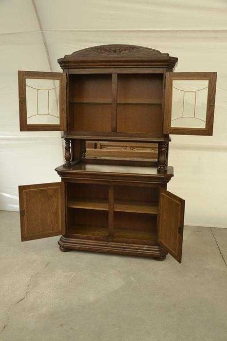 stylowy dębowy kredens witryna