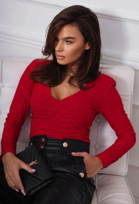 Body Iris brokat błysk czerwone Xs/S