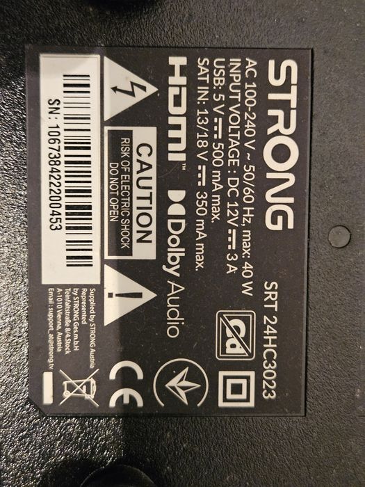 Tv 22  polegadas strong + suporte de parede
