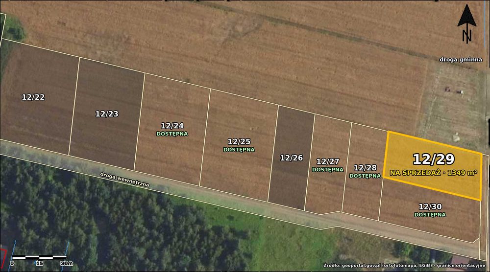 Działka budowlana 1349 m² z MPZP, przy lesie, S7 – Załuski
