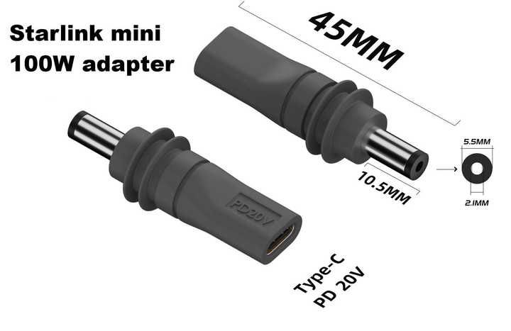Адаптер питания Starlink mini USB Type-c to DC 5.5 2.1 100W Старлинк