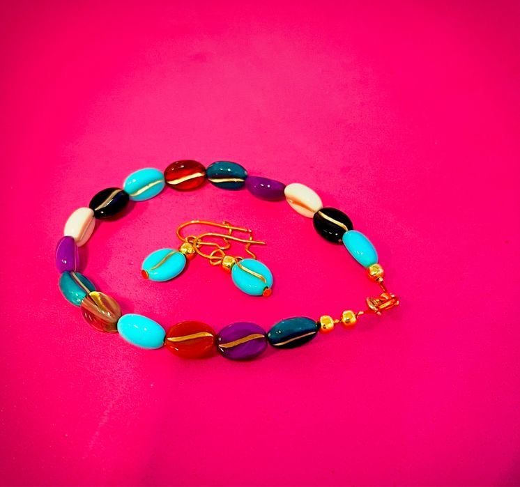 Bransoletka i kolczyki „ziarna kawy”