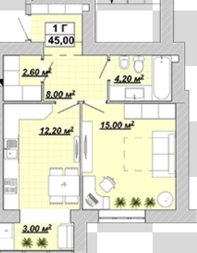 Продаж 1-кімнатної квартири на етапі здачі