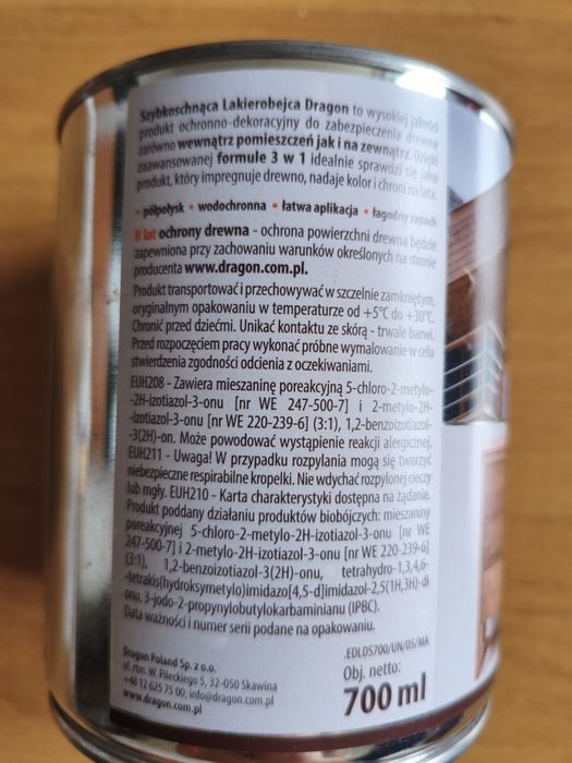 Lakierobejca do drewna kolor antracyt 0,7L