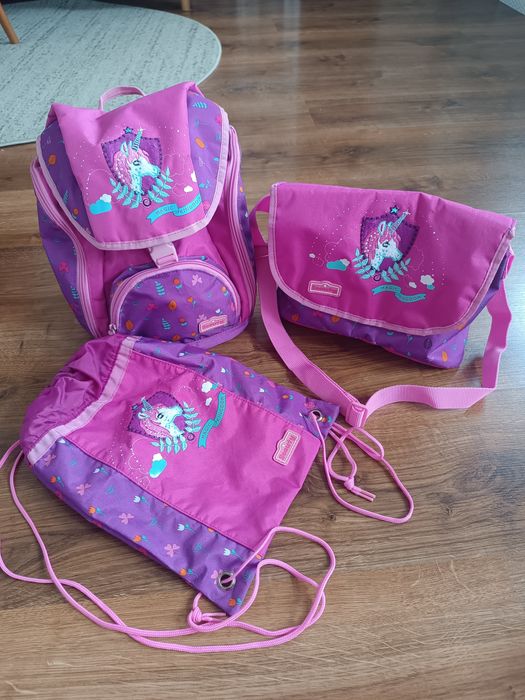 Mały plecak Scouty, zestaw worek i torebka, jak nowe