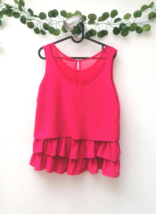 Blusa Rosa Fúcsia com Folhos