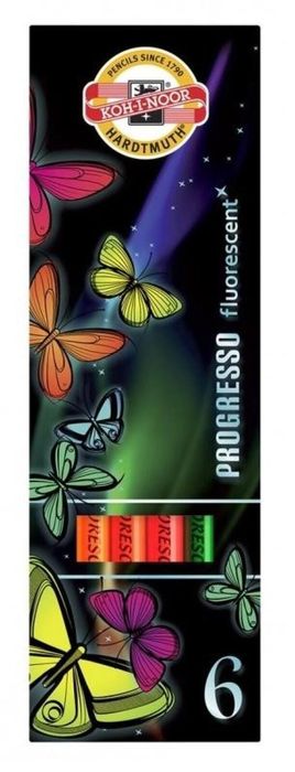 Kredki Progresso Fluorescencyjne 6 kolorów Koh-I-Noor pudełko,
