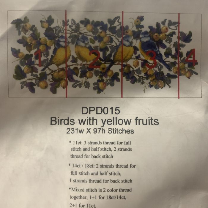 Набор для вышивки крестиком Сине желтые птицы