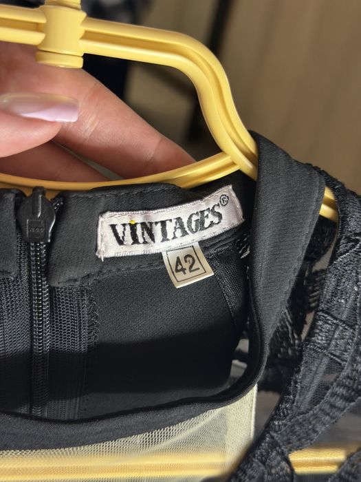 Чёрное вечернее платье VINTAGES р. 42 + кружевная накидка