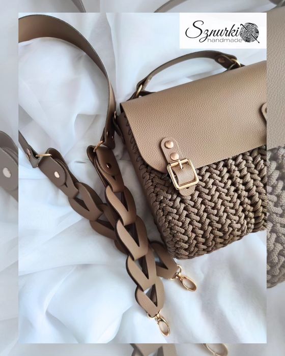 Torebka listonoszka handmade Z PODSZEWKĄ skóra naturalna kawowa brąz n